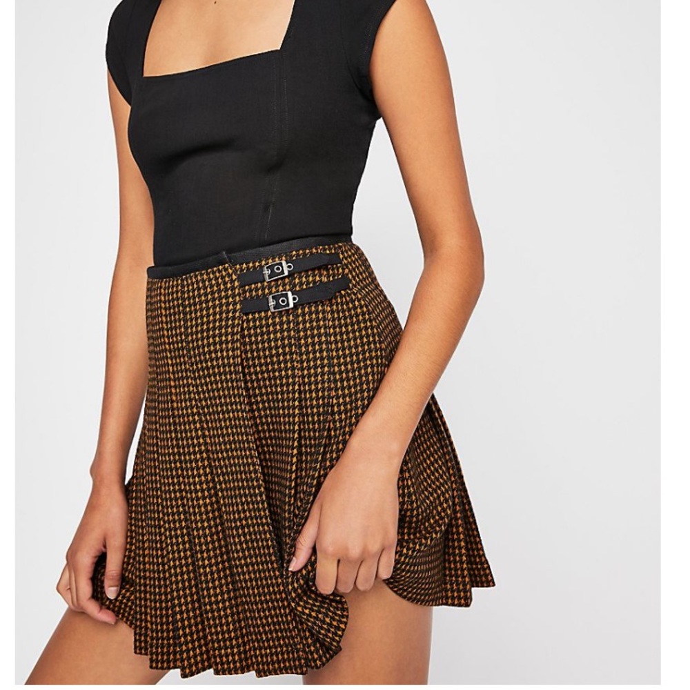 Free People NWT Herringbone Pleated Skirt Sz 2